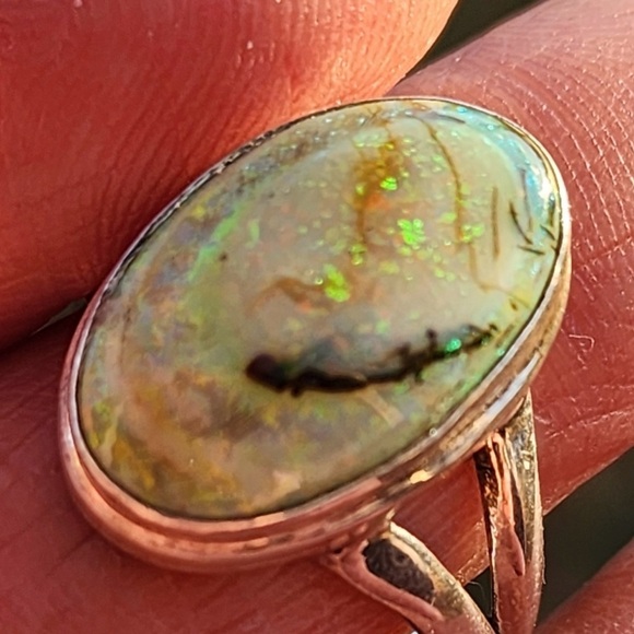 New Solid Sterling Silver Monarch Opal Gemstone Ring - Picture 4 of 7